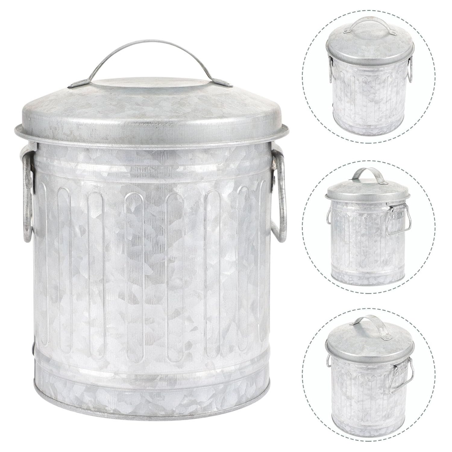 KALLORY Bucket Shaped Garbage Can Decorative Small Trash Bin for Home Office and Bedroom Vintage Rubbish Container Wastebasket for Desk and Plants