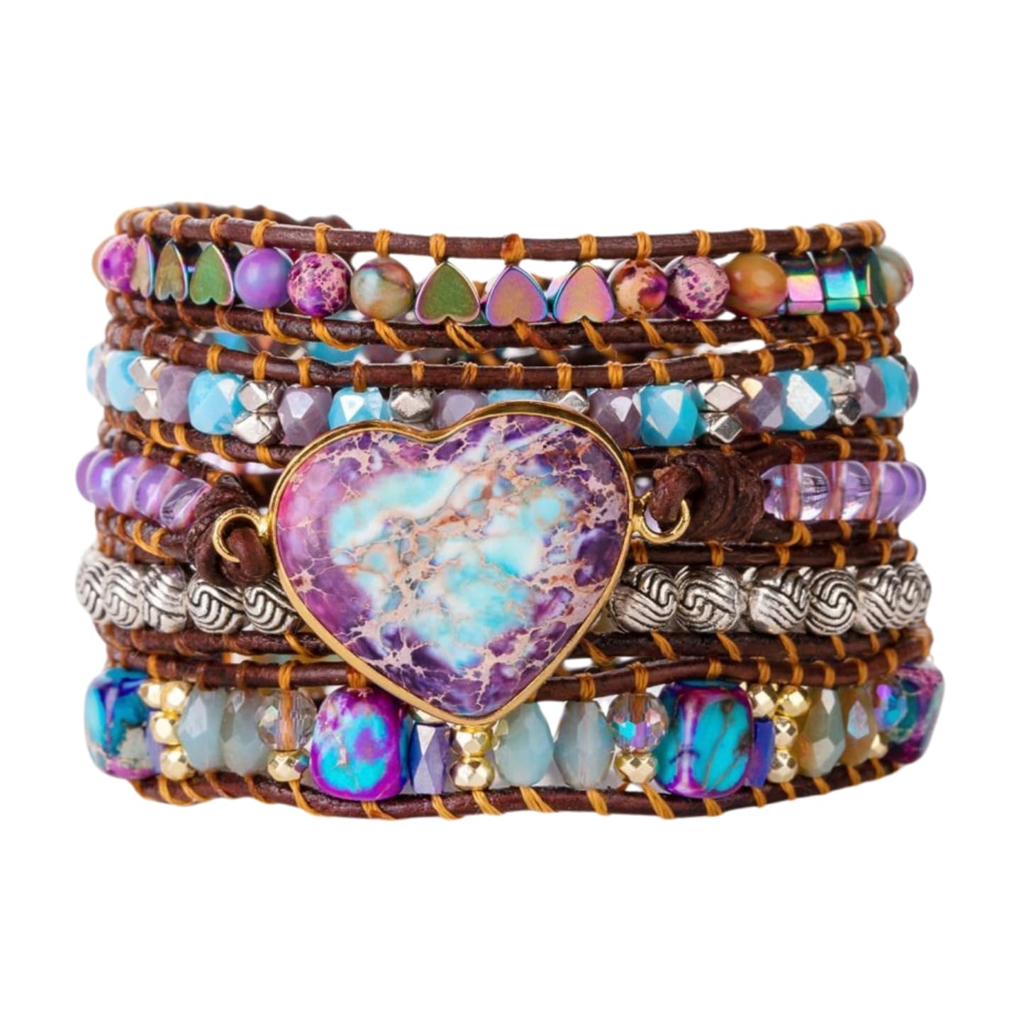 YGLINE Natural Stone Bracelet 3 Wraps Bracelet Handmade Boho Bracelet for Women Bracelet