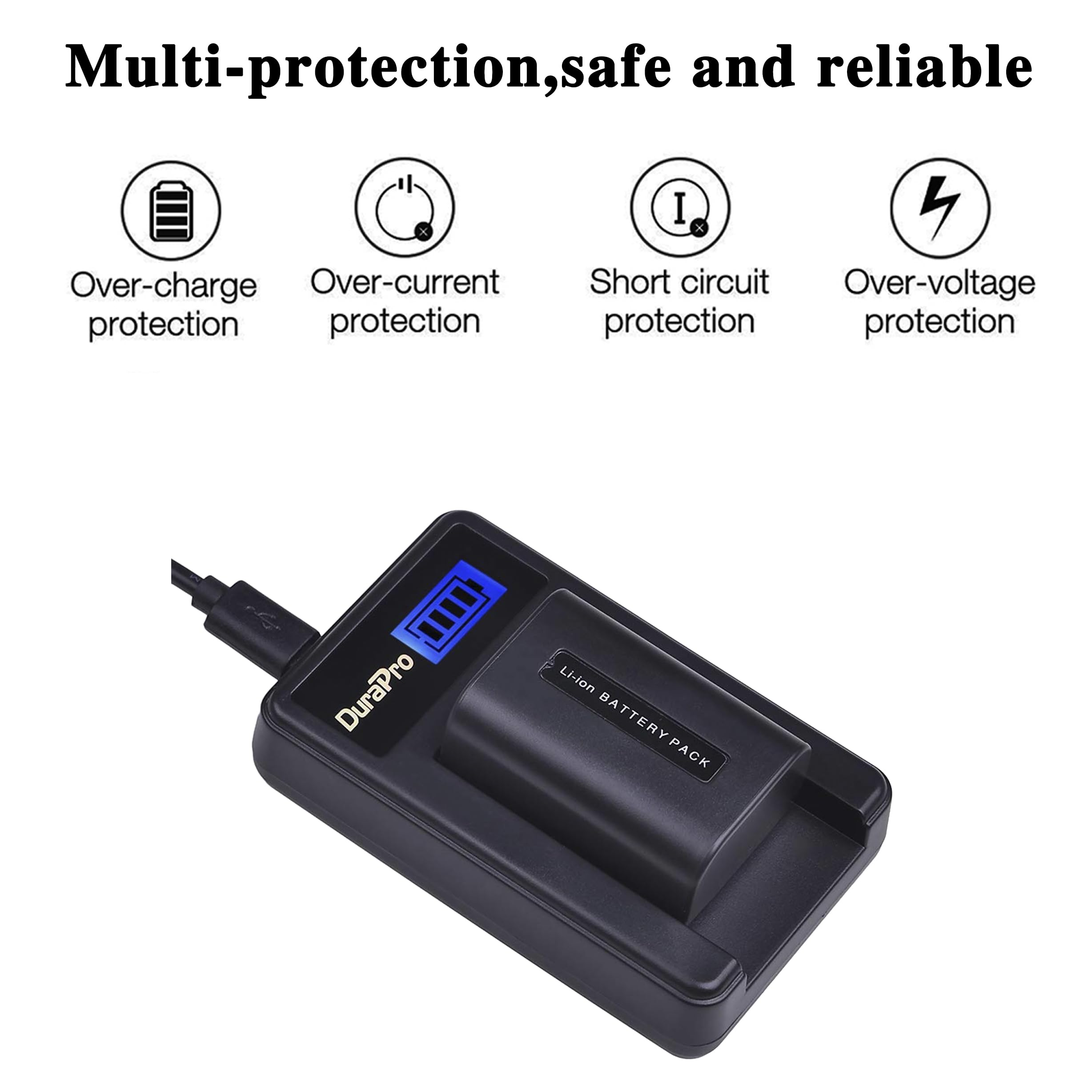 DuraPro 2Pcs 1200mAh NP-FV50 NP-FV50 Akku + LCD USB Ladegerät für Sony NP-FV30 NP-FV40 Akkus; HDR-CX150E HDR-CX170 HDR-SR68 DCR-SR20E HDR-CX190 HDR-CX130 Handycams