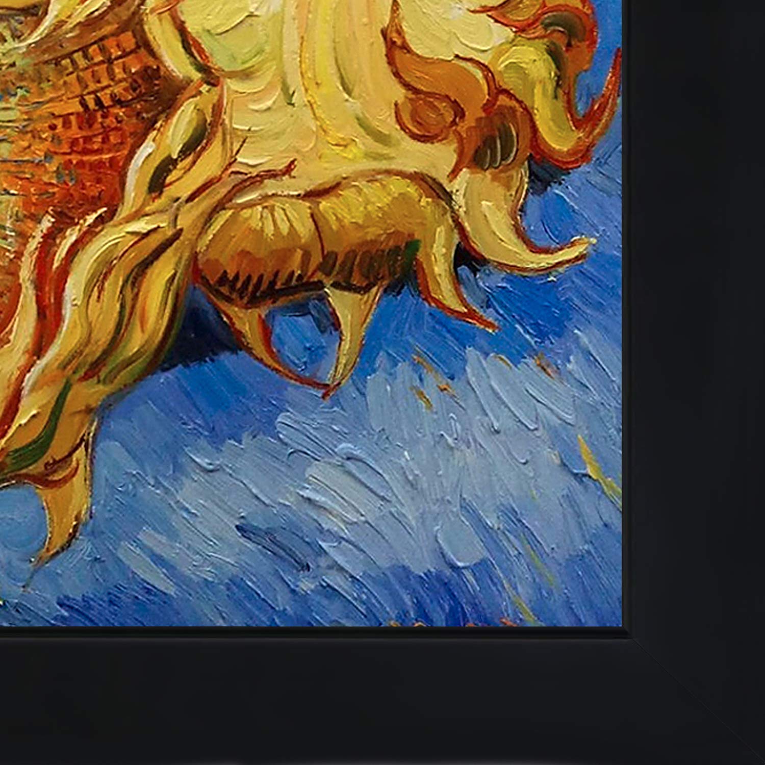 ひまわりの油彩画（黒フレーム） Amazon.co.jp: overstockArt 2カットひまわり 新時代 ブラックフレーム