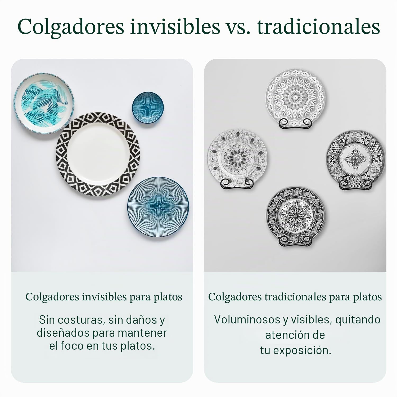 WINSOME Colgadores de discos para paredes – Fuerte soporte invisible para placas autoadhesivo, ganchos para colgar cuadros – Disco colgante de placa, 100 mm (paquete de 5), amarillo