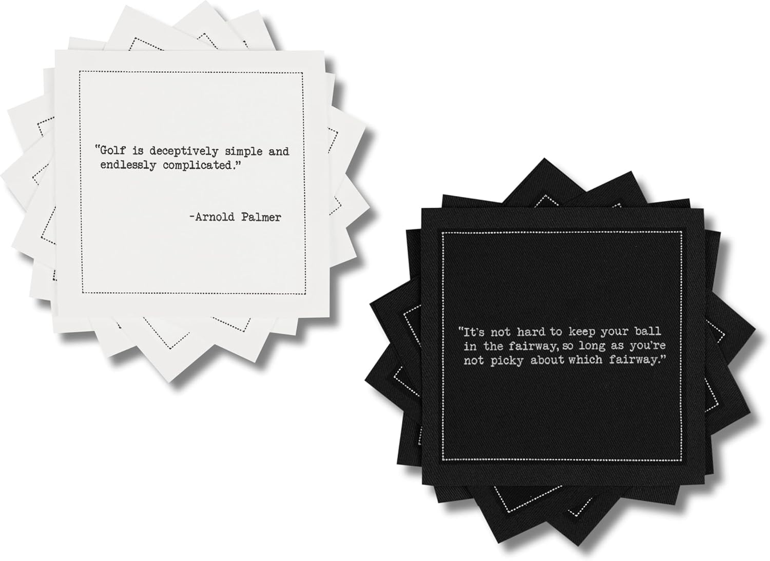 Five Star Golf Enthusiast Bundle Cocktail Napkins, Luxury Cotton Disposable Cocktail Party Napkins with Witty Golf Quotes, 4.5" x 4.5" Home Bars, Game Nights, Beverages, Birthdays