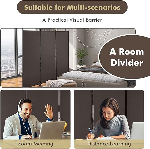 Miniatura 6 de Giantex Divisor de habitación de 3 paneles con ruedas, pantalla de privacidad plegable de 103 pulgadas de ancho x 71 pulgadas de alto, divisores de