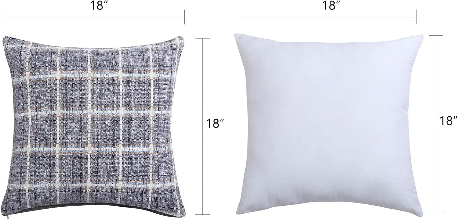 IDEALHOUSE Set of 2 Throw Pillow Covers,Modern Decorative Sofa Square Cushion Pillowcases for Home Decor, Buffalo Check Plaid Patterns, Grey, 18 x 18 Inch