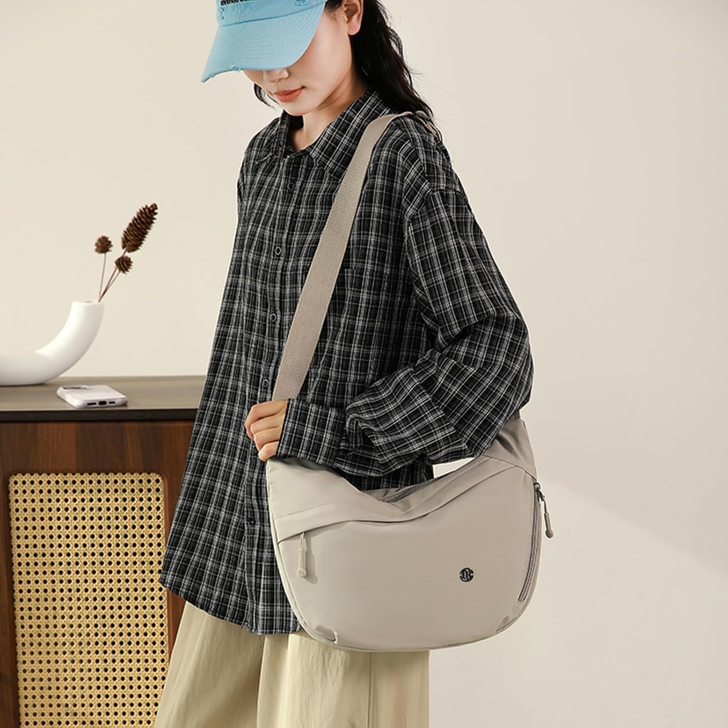 Nylon Crescent Cross body Bag for Women, Casual Medium Lightweight Shoulder Tote Handbag Travel Purse with Adjustable Strap - Image 8