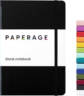 PAPERAGE Blank Journal Notebook, (Black), 160 Pages, Medium 5.7 inches x 8 inches - 100 GSM Thick Paper, Hardcover