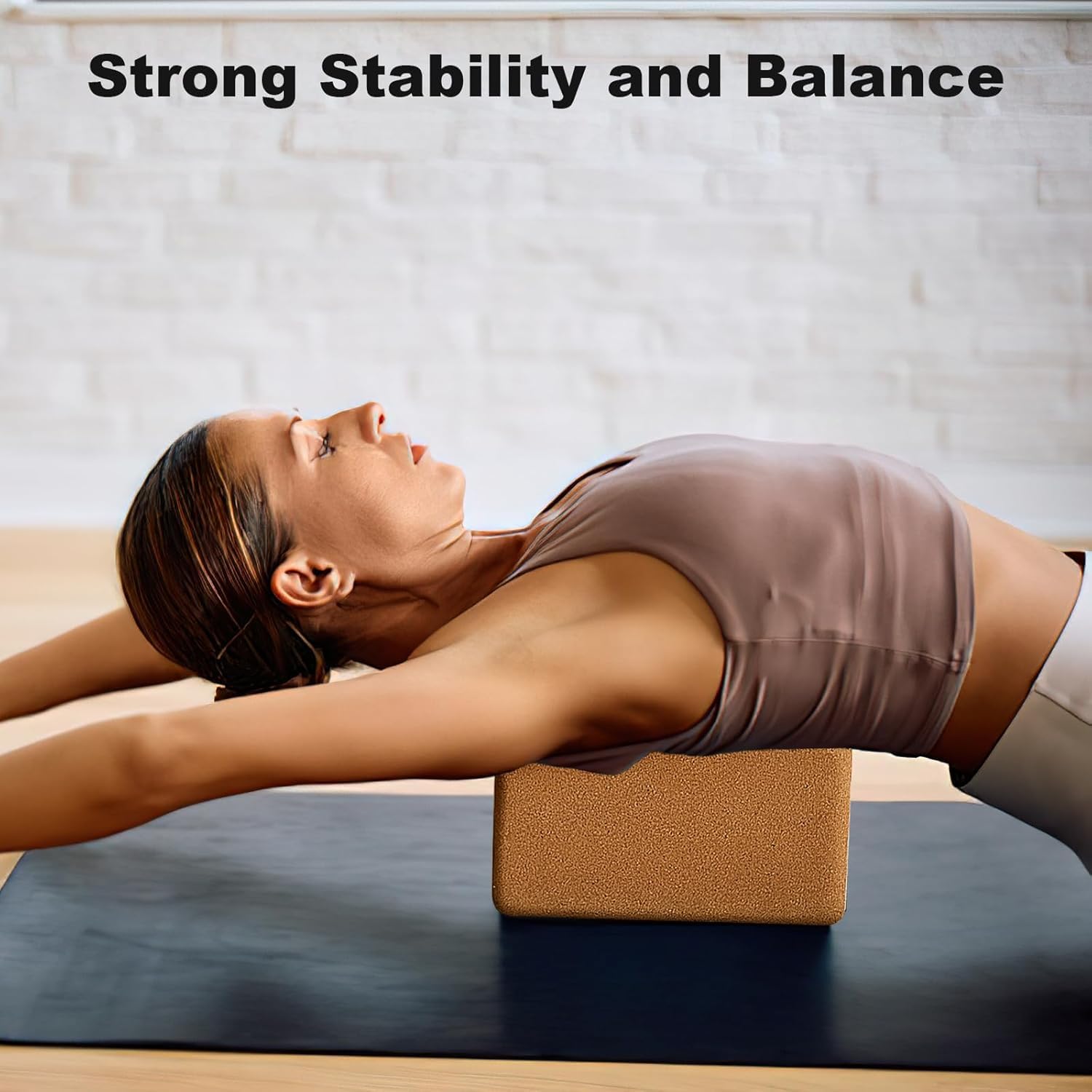 Paquete de 4 bloques de yoga de corcho, bloques de yoga antideslizantes y de alta densidad, ladrillo de madera natural para ejercicio, pilates, estiramiento, equilibrio, gimnasio, entrenamiento en