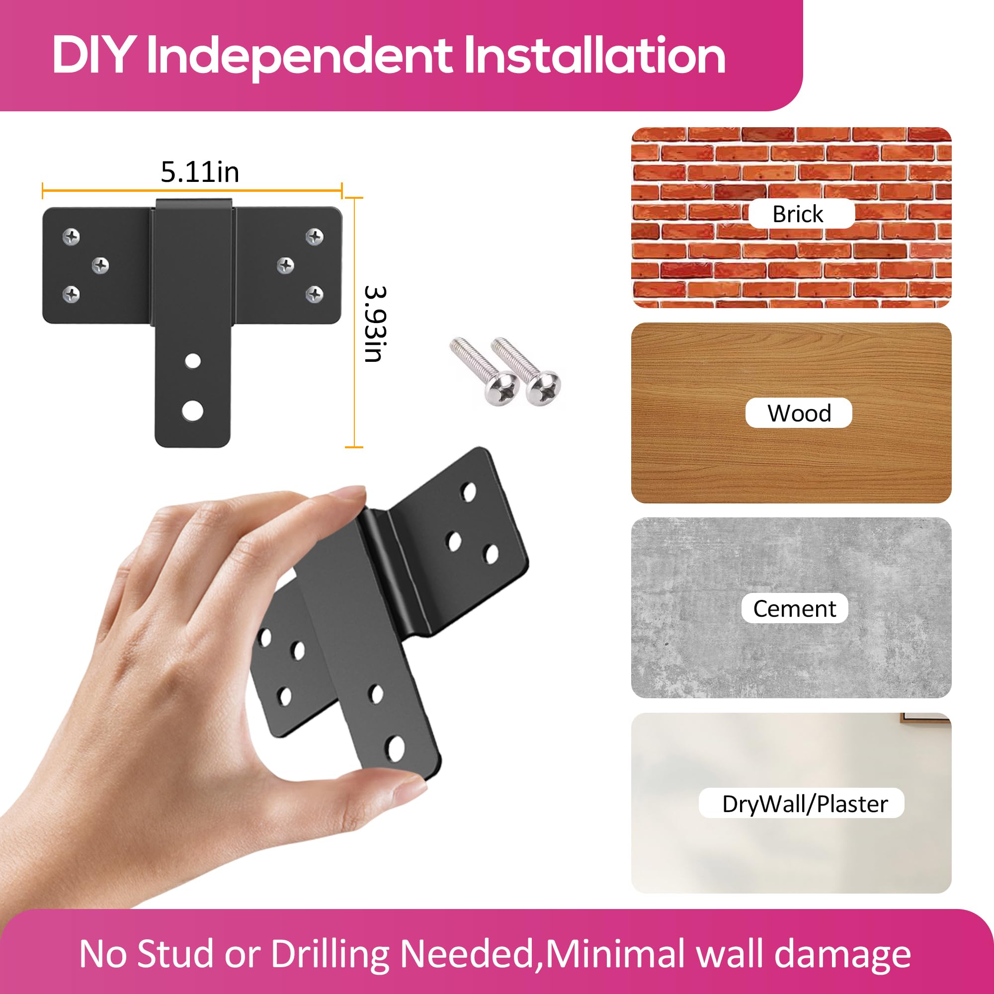 Support mural ultra fin pour TV sans goujon - Distance de 2 cm - Convient aux téléviseurs de 32 à 100" jusqu'à 68 kg - Convient à la plupart des téléviseurs à écran plat LCD LED et écrans (style 1)
