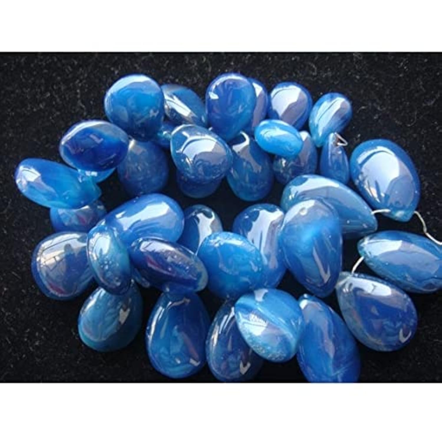 Chalcédoine bleue LKBEADS perles poires briolettes pour la création de bijoux DIY