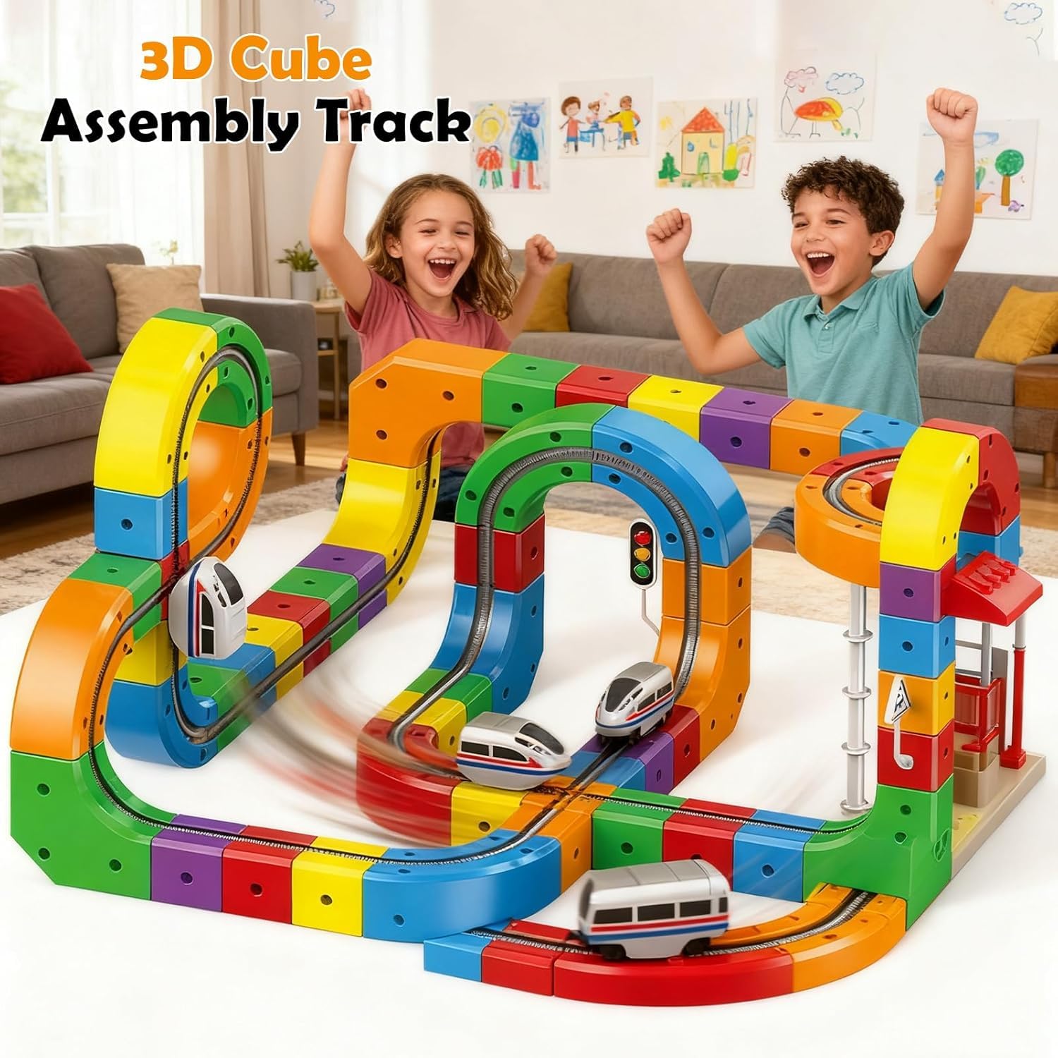 81-Piece Clickrail Electric Train Set, Track Fusion Train Toy, Magic Trains Set including Gravity-Defying Motorized Train - Image 3