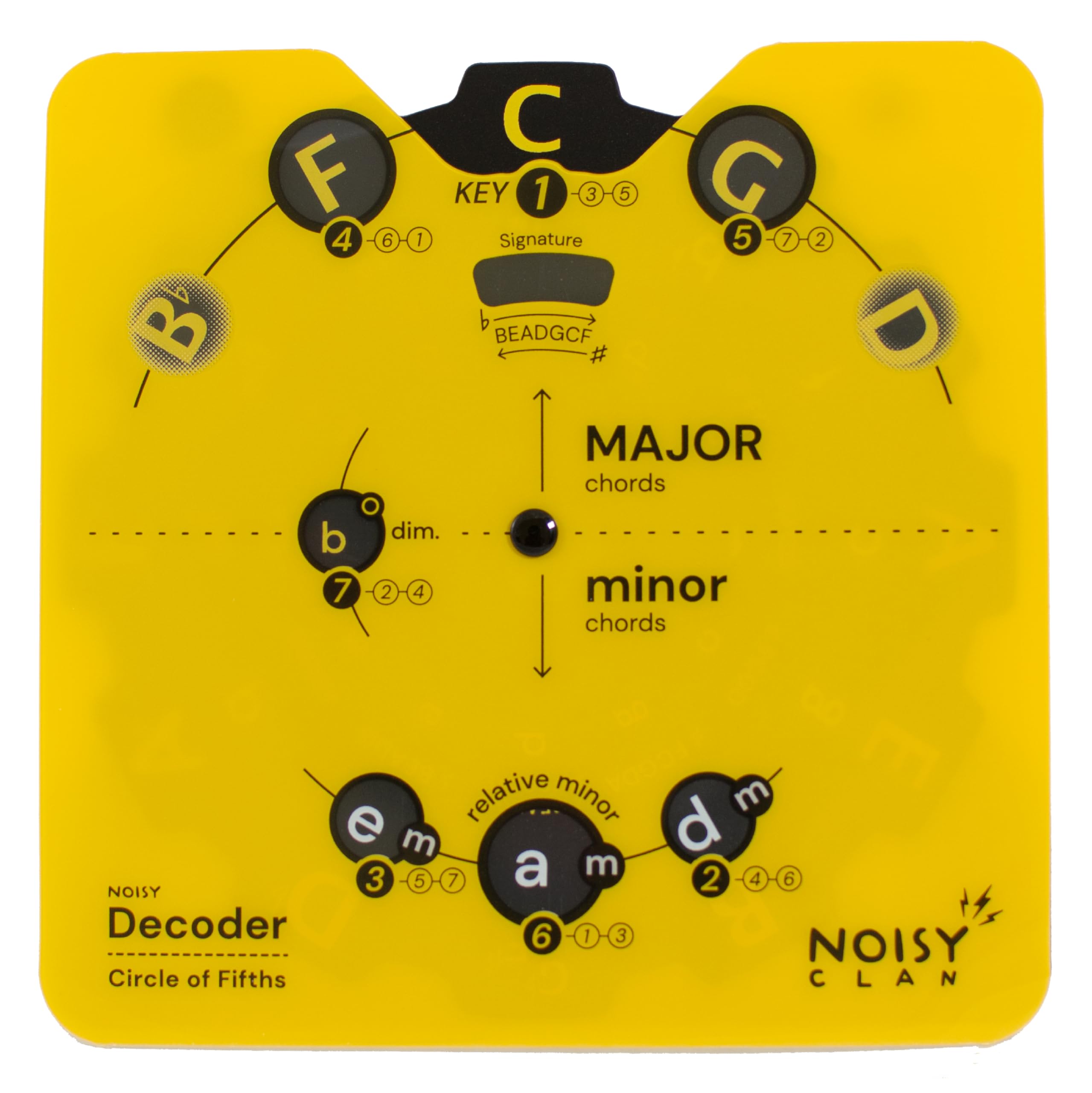 Noisy Clan Cercle des Quintes - Identifiez les Clés & Transposez la Musique Rapidement - Outil de Composition Mains Libres pour Tous Instruments - Roue Décodeur Pro 15cm