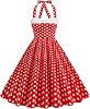 IDOPIP 1950s Dresses for Women Vintage Cocktail Party Swing Dress Summer Retro Halter Wedding Casual Party A-line Midi Dress