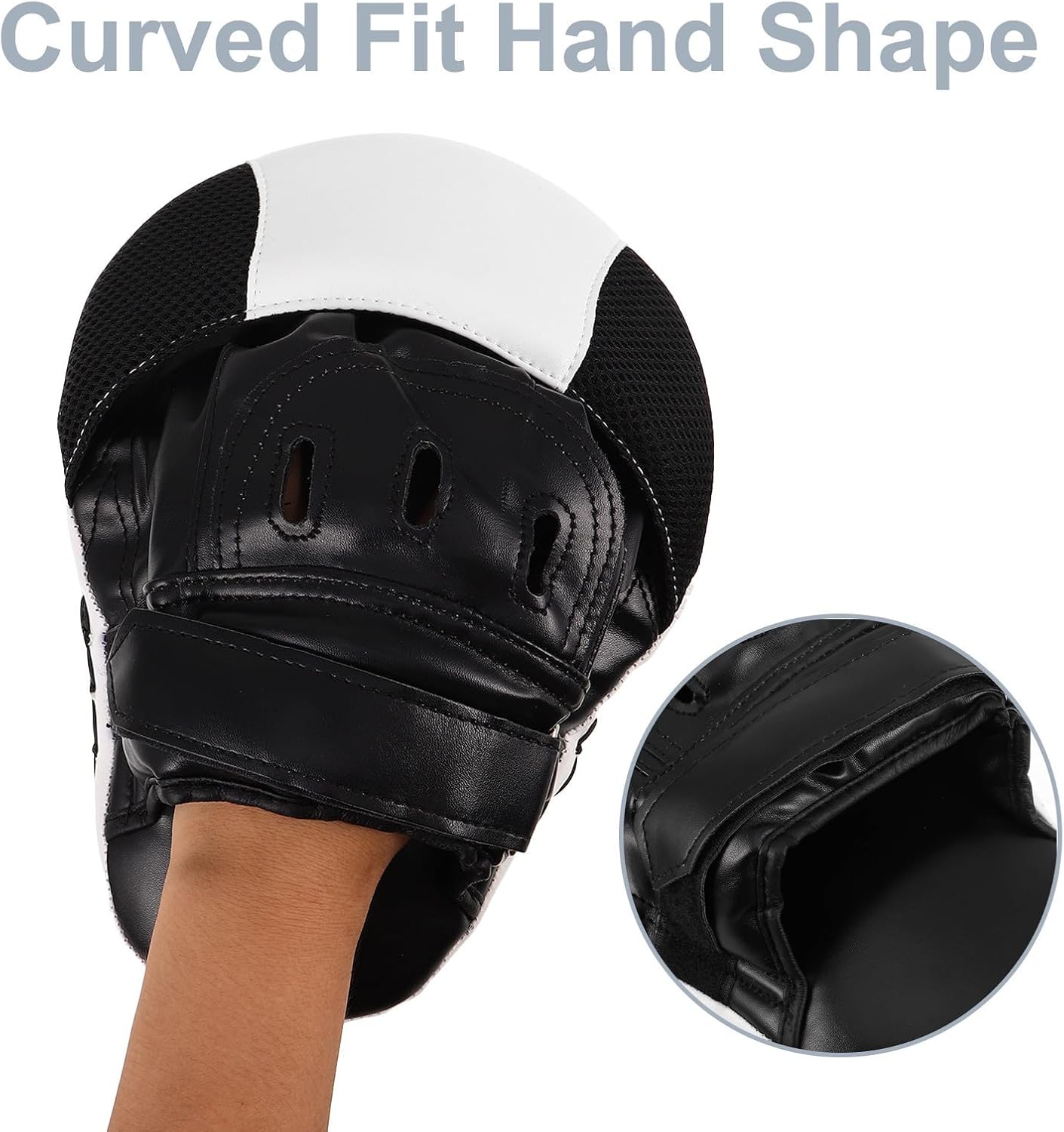 Boxing Curved Focus Punching Pads Mitts Handheld Shock Absorption Pu Material Hand Target for Trainer's Hands and User's Fists Training in Group Scenarios