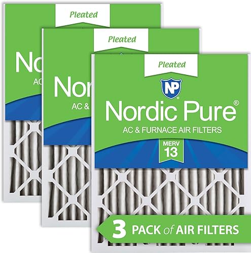 Nordic Pure Filtros de aire plisados MERV 13 de 20x20x2 para horno de CA, paquete de 3