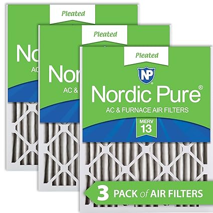 Nordic Pure 16x20x2M13-3 16x20x2 MERV 13 Pleated AC Furnace Air Filter, Box of 3, 2-Inch