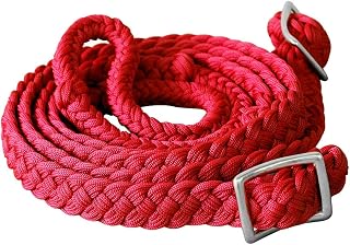 HILASON 1" X 8Ft Braided Poly Barrel Horse Racing Reins Flat Grip Knots