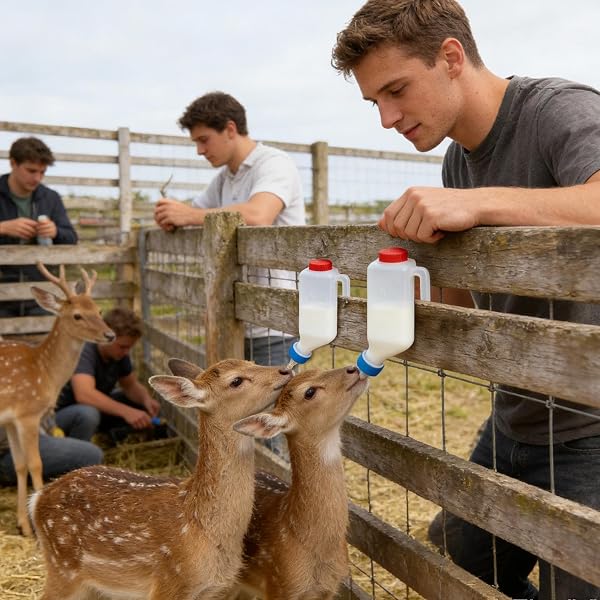 ヤギ哺乳瓶 2 個、吊り下げハンドルとシリコンおしゃぶり付き子羊ミルクボトルホルダー、スケール付き逆さ吊り哺乳瓶、500 ml/800 ml - 3