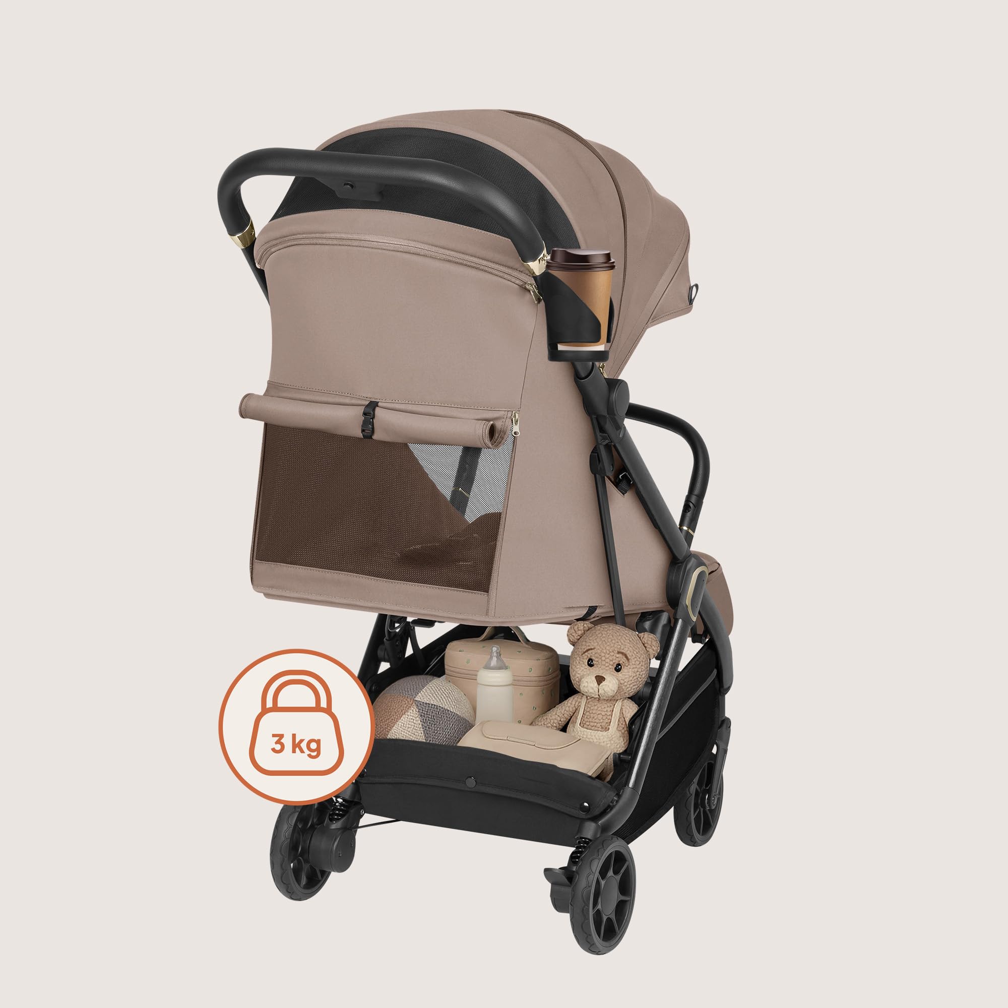 LIONELO Silla Paseo Ligera Bess hasta 22 kg de 6 m a 4 años Ruedas giratorias PU 360° Plegado con una Sola Mano, Respaldo Ajustable, Capota Impermeable Ligera 7,5 kg Cesta de la Compra | De 6 m a 4 años Ruedas Giratorias PU 360° Plegado con una Sola Mano,