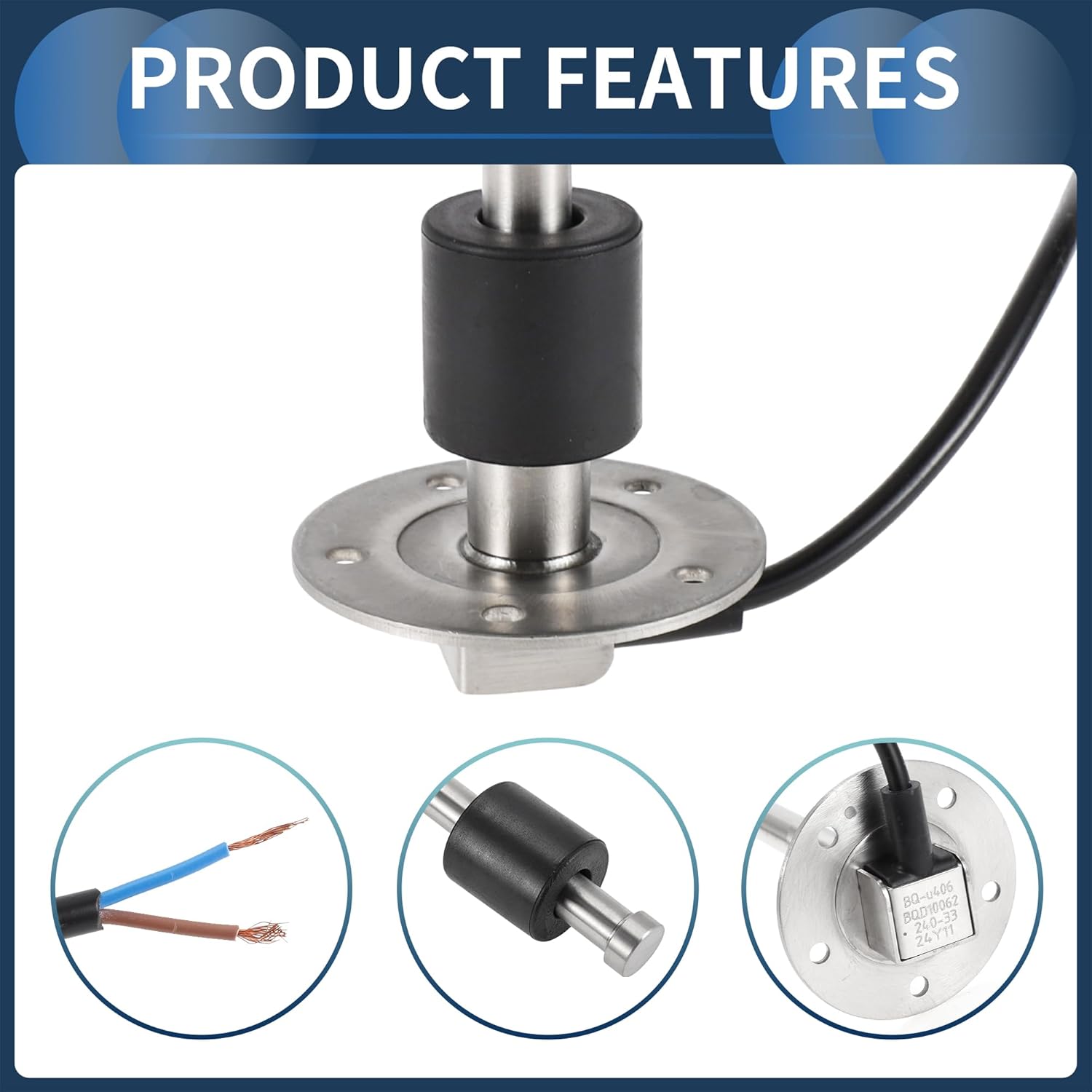 406mm Fuel Sending Unit and Gauge Kit 16" for Boat Car Vehicle Fuel Tank Sending Unit Fuel Level Sending Unit Gas Water Tank Sender