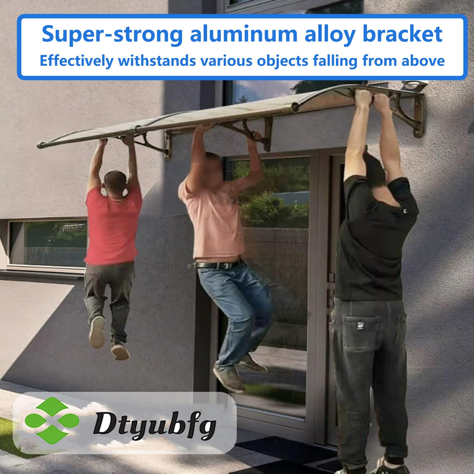Pensilina Per Porta Esterna, 45/55/65/80/90/100/120/150cm, Tenda Da Sole Per Veranda Con Grondaia Grande,Espandibile Silenziosamente,Adatta Per Esterni,Patio