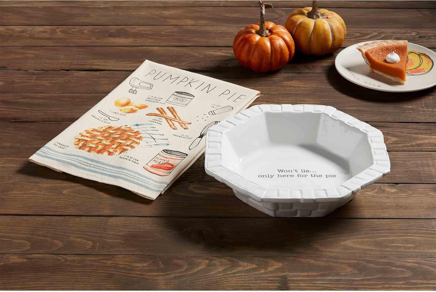Mud Pie Pie Dish And Server Set, dish 10" x 10" | towel 26" x 16 1/2"
