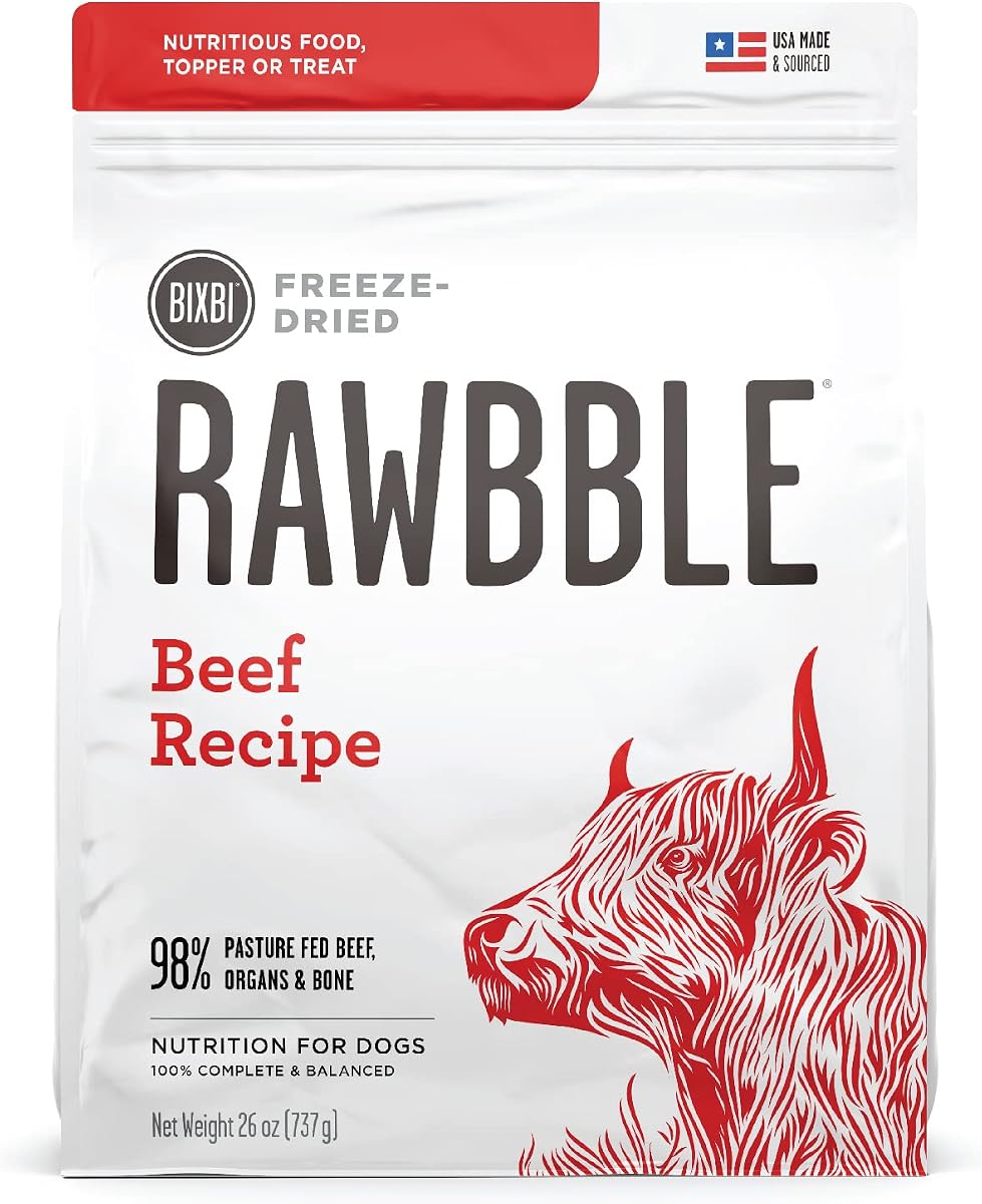 BIXBI Liberty liofilizado alimento para perros y golosinas, carne de res – 98% carne y órganos, sin refrigeración – Hecho en Estados Unidos, 26 oz