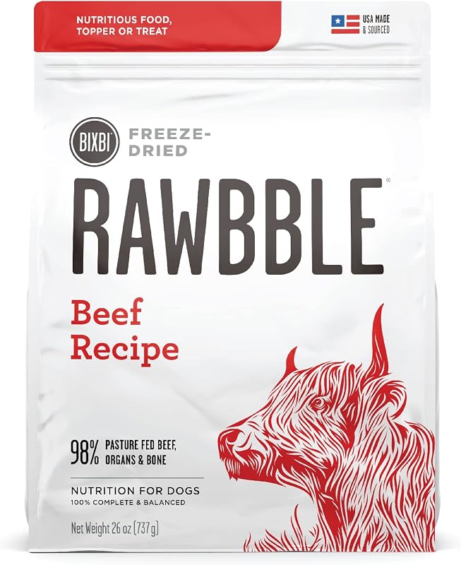 BIXBI Liberty liofilizado alimento para perros y golosinas, carne de res – 98% carne y órganos, sin refrigeración – Hecho en Estados Unidos, 26 oz