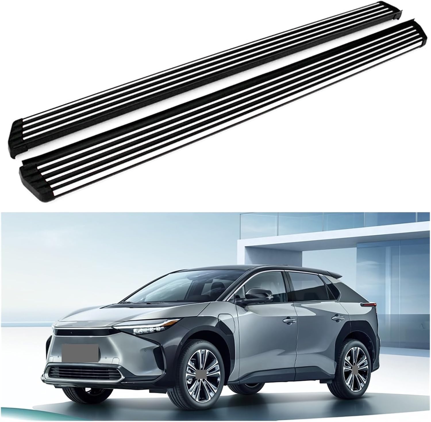2Pcs Fixed Running Board Side Step Pedals Nerf Bar Compatible with Toyota All New BZ4X 2023 2024