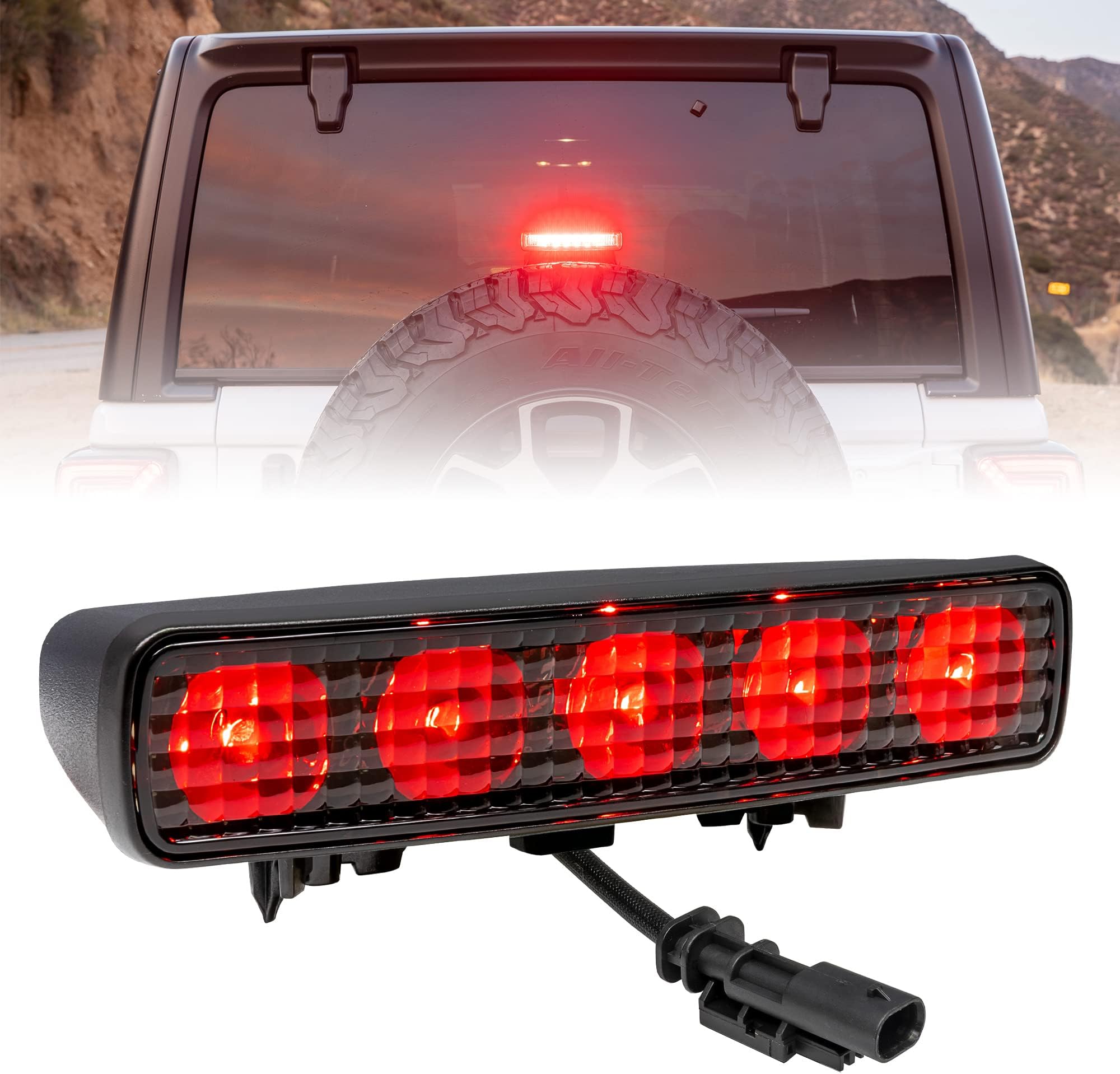 ONLINE LED STORE Third Brake Light Replacement for Jeep 2018+ Wrangler JL [Smoked Lens] [Plug-n-Play] [IP67 Waterproof]