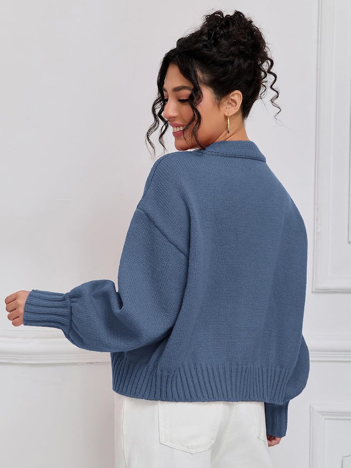 QIANXIZHAN Women's Chunky Cardigan Sweaters, V-Neck Knit Button Cropped Sweater Fall Fashion 2026 - Image 2