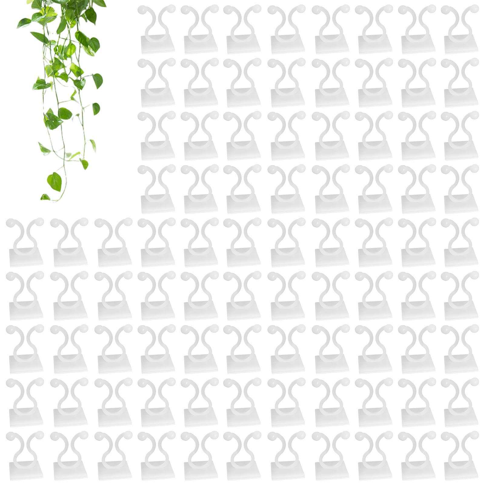 Plant Fixing Hooks - Plant Brackets, Garden Climbing Hooks, Secured Adhesive Clips, Wall Mounting Clips for Climbing Plants, Pack of 100 Clips for Indoor and Outdoor Wall Vines