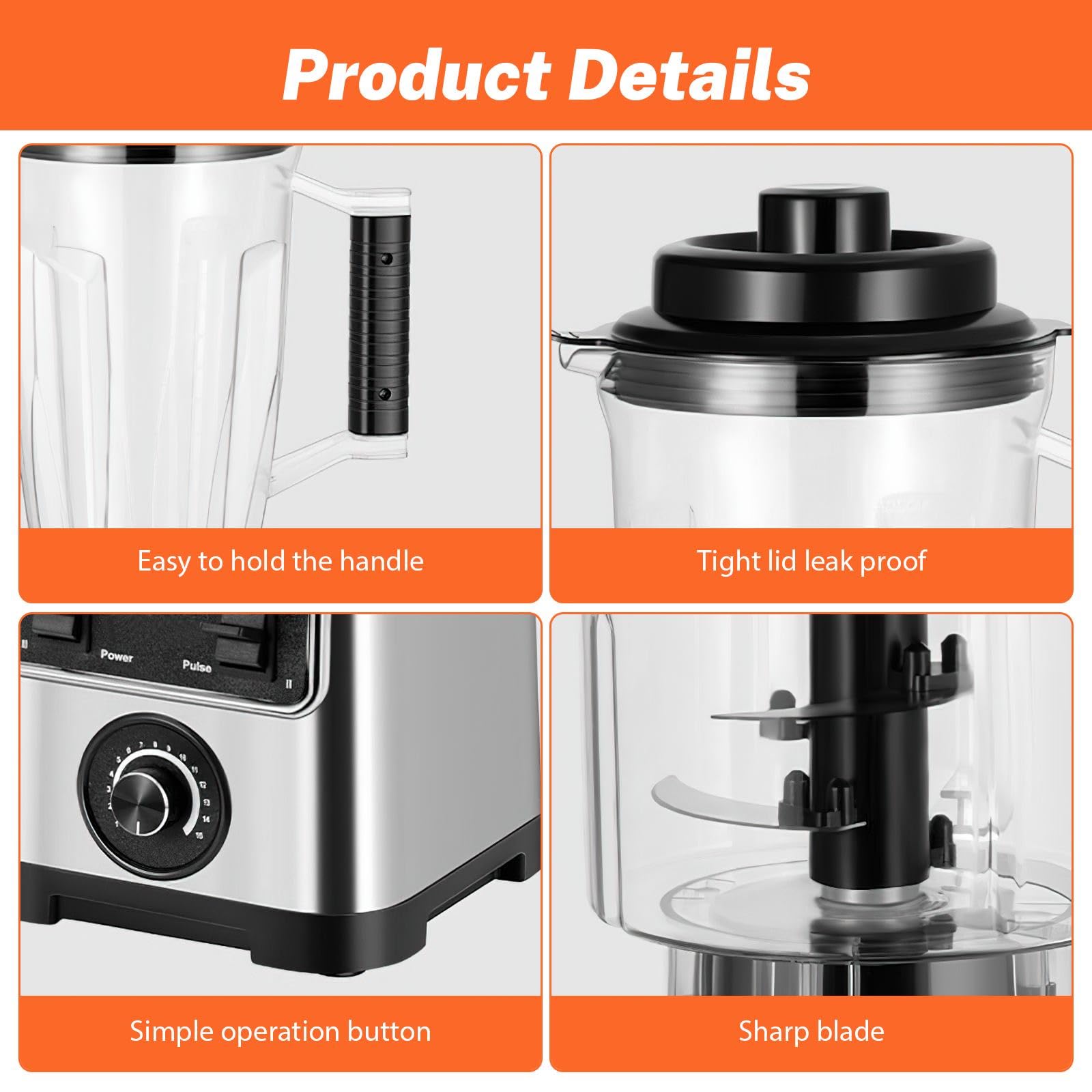 6600W Robot Cocina Multifuncional, Cuenco Mezclador 3 L, Batidora Batidora, Molinillo de café, Ergonómico, Trituradora de Granos, Batidos, Hielo Picado, Batidora y Batidora de Batidos