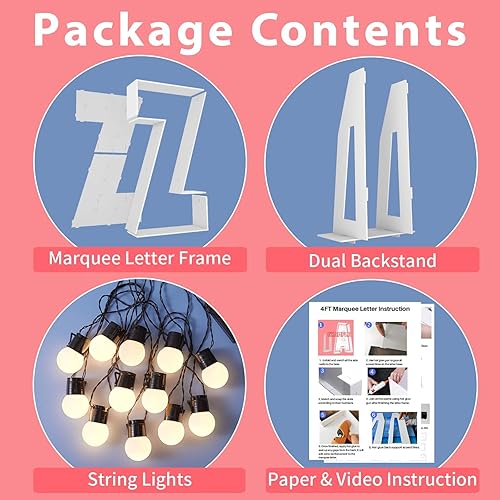 Vista 25 de Marco de números iluminados de 4 pies precortado, números de marquesina gigante, números 7, números de mosaico para globos, decoraciones de Número