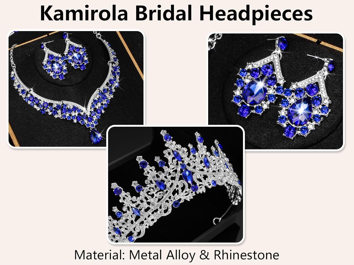 Kamirola Tiaras and Crowns for Women,Tiaras Earrings Necklace, Crystal Bridal Jewelry Set, Costume Party Halloween Prom Pageant Jewelry for Women (TR28)