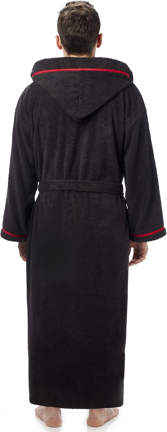 Arus Men's Hooded Classic Bathrobe Turkish Cotton Robe with Full Length Options