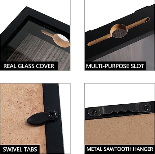 Miniatura 4 de GraduationMall Marco de caja de sombra de carga superior de 11 x 14 pulgadas con vidrio HD, vitrina de madera con ranura, profundidad interior de