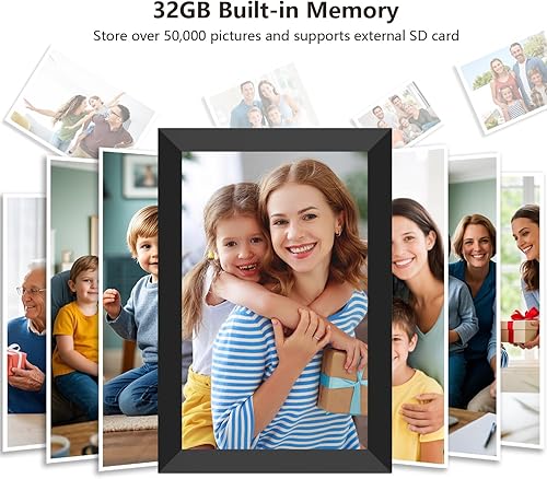 Miniatura 4 de Marco de fotos digital FRAMEO de 10.1 pulgadas WiFi Smart Frame HD IPS pantalla táctil, almacenamiento de 16 GB, rotación automática, montaje en