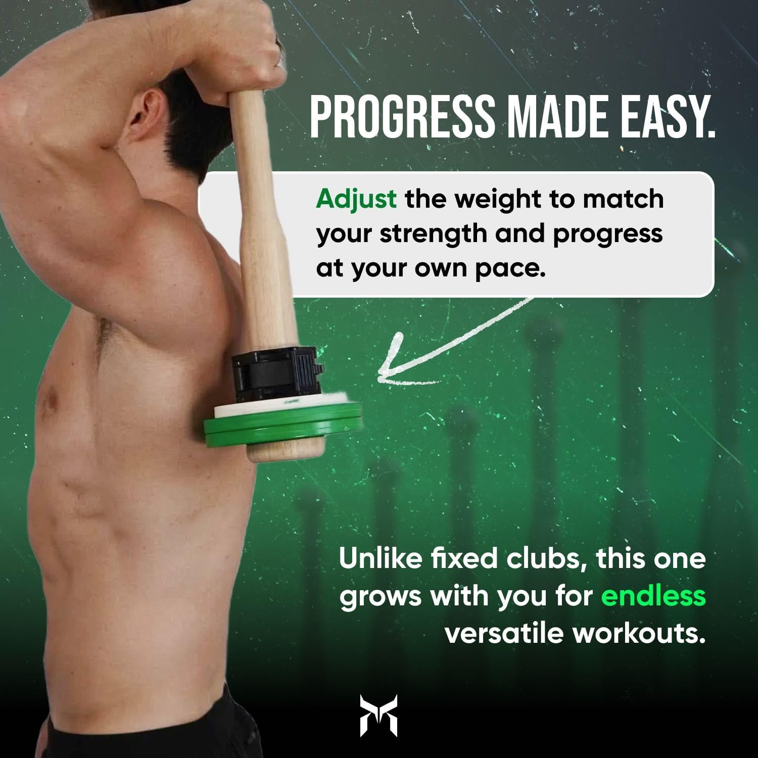 EZ-CLUB V2 PRO: Plate Loaded Adjustable Club For Strength Training, Rehabilitation Shoulder & Forearms Workouts. Holds up to 70lbs