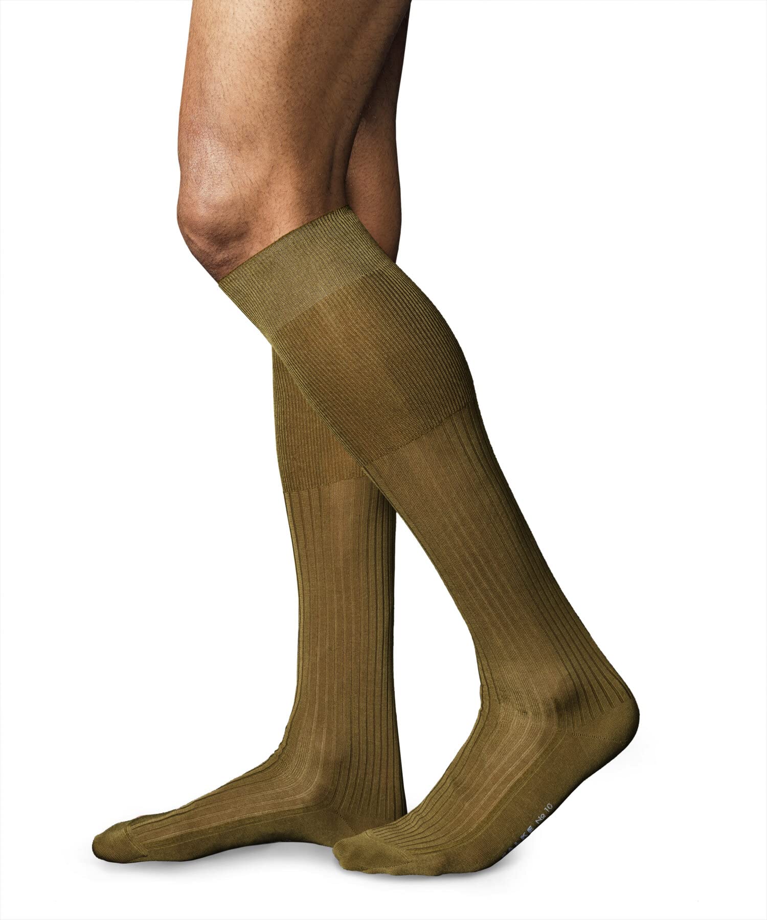 FALKE Herren No. 10 Kniestrümpfe atmungsaktive Baumwolle hochwertig seidiger Glanz elegant verstärkte Herrensocken flache Naht druckfreie Fußspitze fein gerippt einfarbig Business 1 Paar