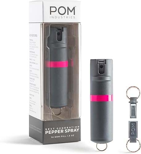 POM - Gas pimienta de autodefensa en espay con tapa abatible Oleoresin capsicum (OC) de máxima fuerza diseño táctico compacto y seguro rápida