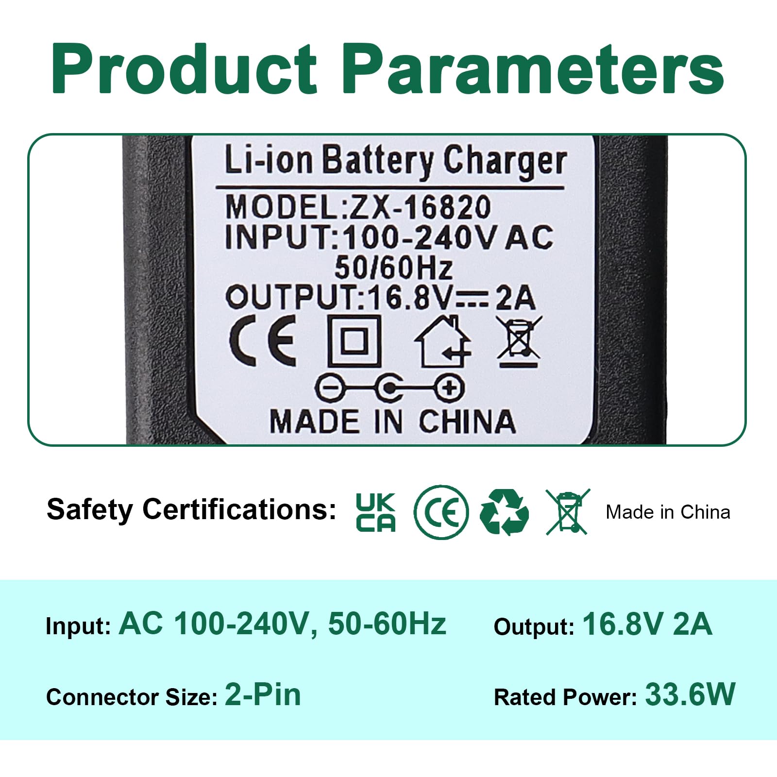 16.8V Caricatore Compatibile con Aiper Scuba S1/E1 Clavori di Piscina Robotica a Cordone, Adattatore Caricabatterie Compatibile con Aiper Scuba S1/E1 14.4V Li-ion Batteria 33.6W