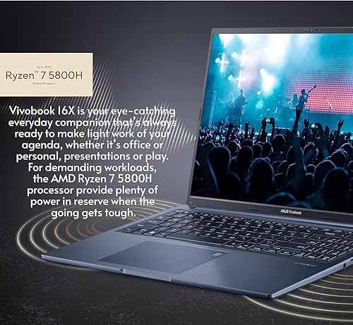 Miniatura 3 de ASUS Laptop Vivobook 2023, pantalla HD de 16 pulgadas, AMD Ryzen 7 5800HS (Beat i7-1195G7), 12 GB de RAM, SSD de 512 GB, gráficos AMD Radeon, WiFi