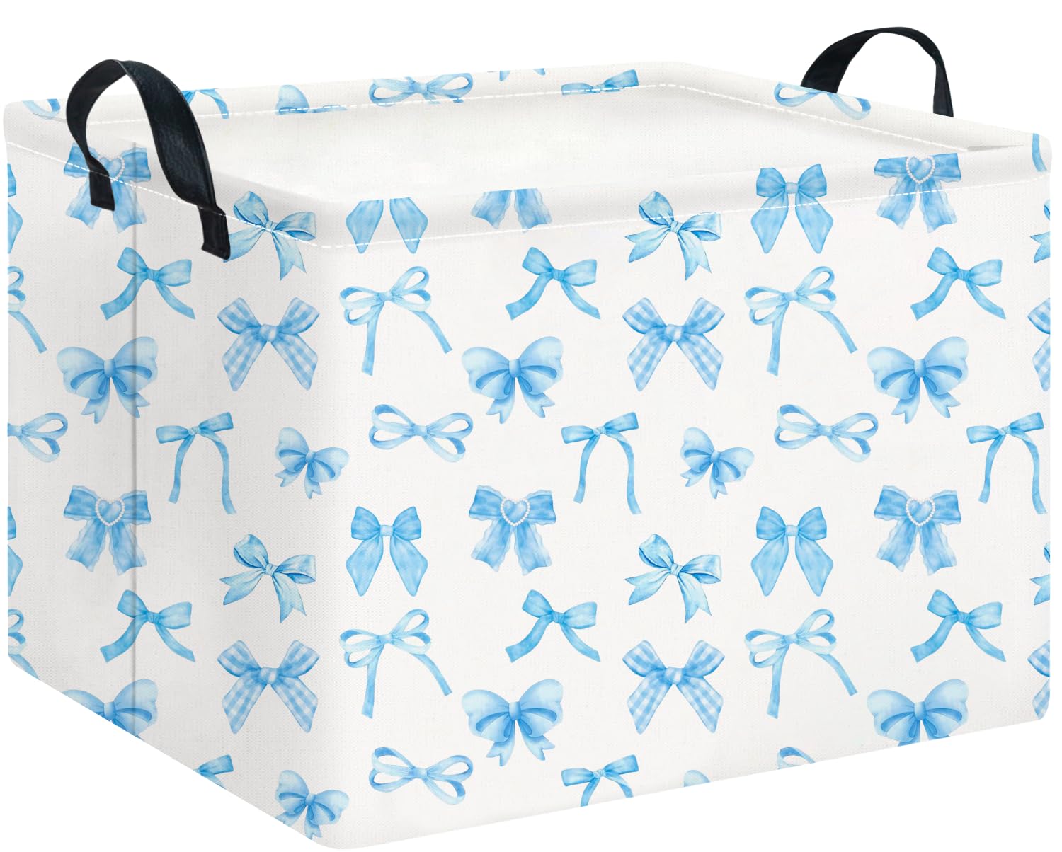 CLOCOR Rectangular Storage Basket Empty,Gift Basket,Waterproof Storage Bin,Room Decor(Blue Bowknot)