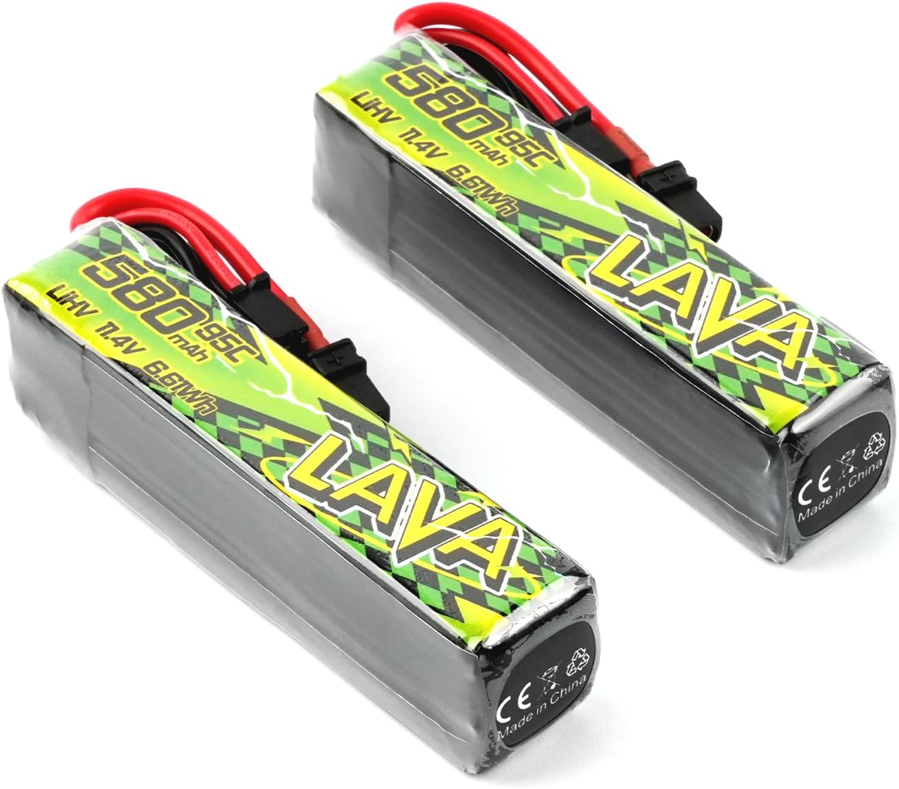 BETAFPV 2pcs Lava II 3S 580mAh Battery 11.4V 95C LiHV Lipo with XT30 Connector JST-XH2.54 Charge Plug Compatible for Brushless Whoop Drone Quadcopter Like Pavo20 Pro II Brushless Whoop Quadcopter