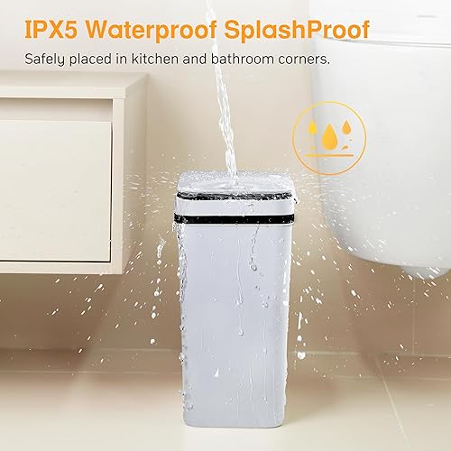 Miniatura 3 de Cubo de basura inteligente sin contacto para cocina, de 2.6 galones, con sensor de movimiento automático, con tapa, impermeable, estrecho, pequeño,