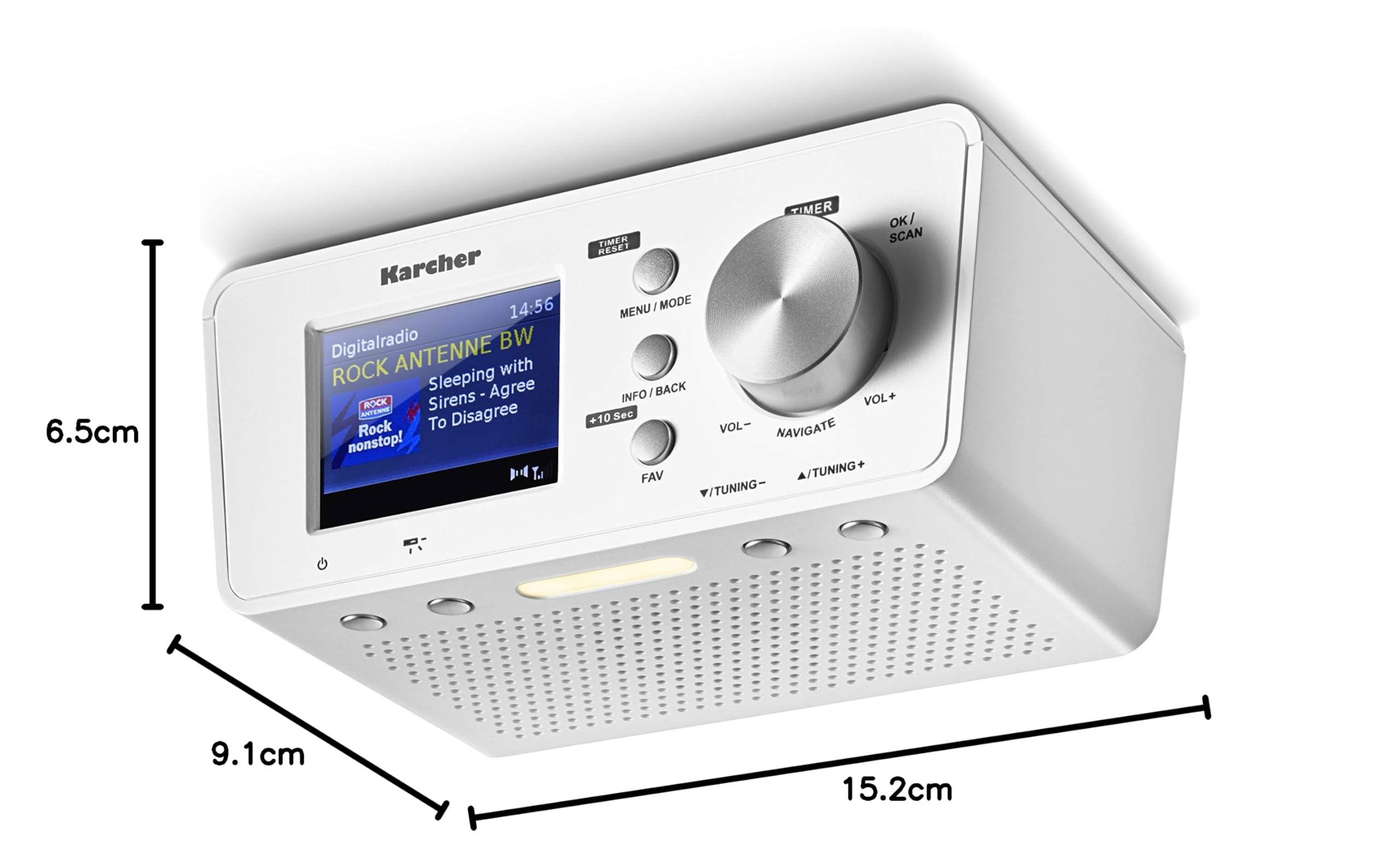 Karcher RA 2035D Unterbauradio mit DAB+ / UKW-Radio (je 20 Senderspeicher) & Bluetooth - Wecker (Dual-Alarm) / Countdown-Timer - LED Licht