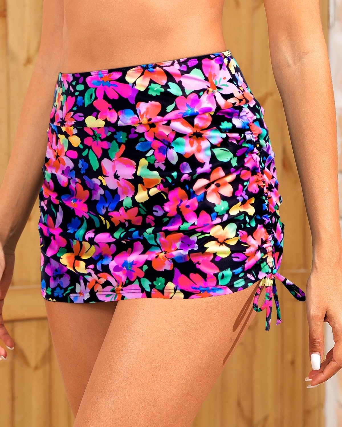 Womens High Waisted Swim Skirt - Drawstring Bathing Suit Skirt Tummy Control Swimsuit Bottoms with Built-in Panty 2025