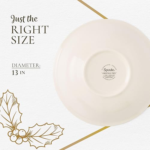 Miniatura 9 de Spode Christmas Tree Collection - Tazón para pasta, grande de 13 pulgadas, apto para lavavajillas, microondas y congelador, hecho de porcelana,