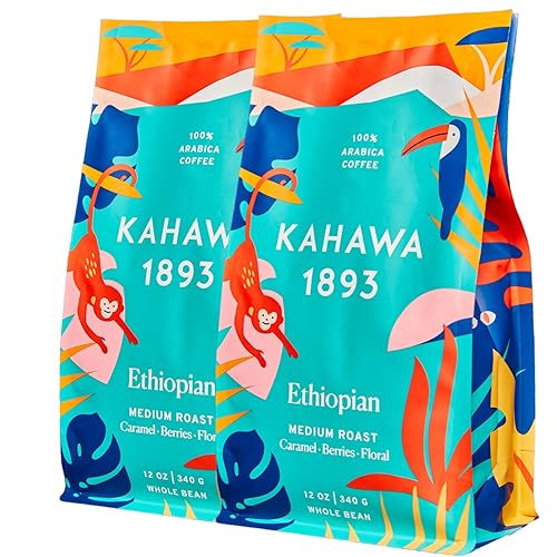 KAHAWA 1893 - Granos de café enteros - Mezcla etíope - Como se ve en Shark Tank - Tostado medio - Directamente de origen agricultor - Procesado