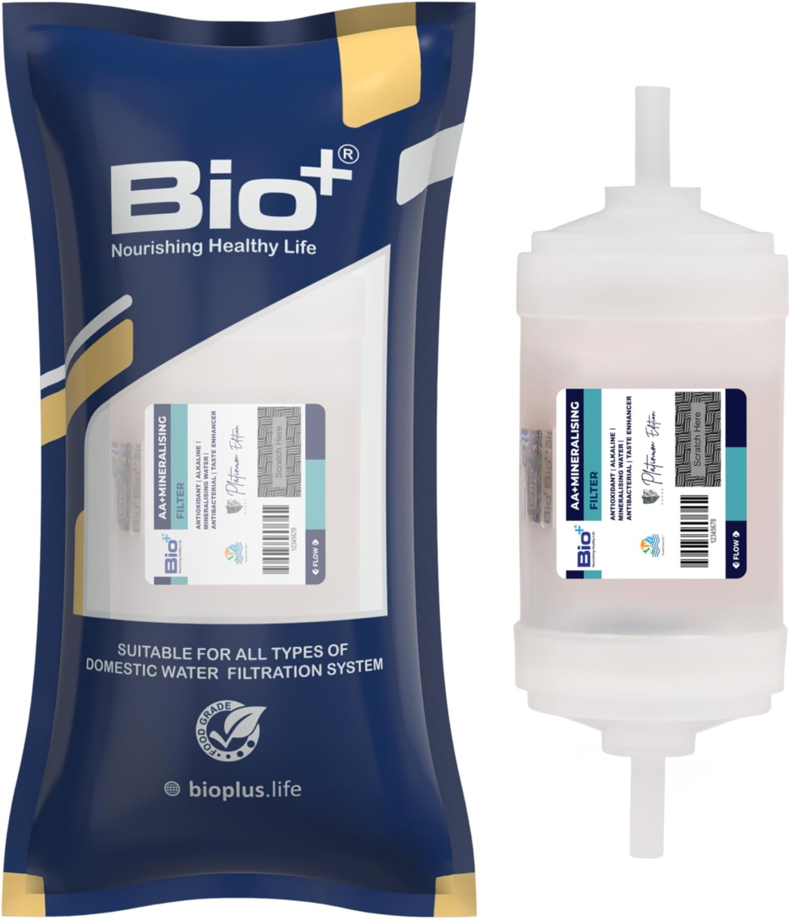 Alkaline Water Filter with Antioxidant | 5" Mineral Water Filter Cartridge for RO | 2000 L Capacity | Semi Transparent